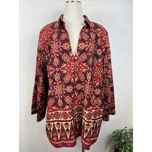 Lauren‎ Ralph Lauren Womens 100% Cotton Ikat Southwestern Top